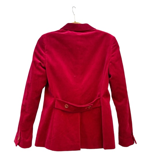 MaxMara Velvet Blazer Women’s Sz 8 Red Maroon Berry - Pointed Collar, 2 Buttons - Picture 12 of 16